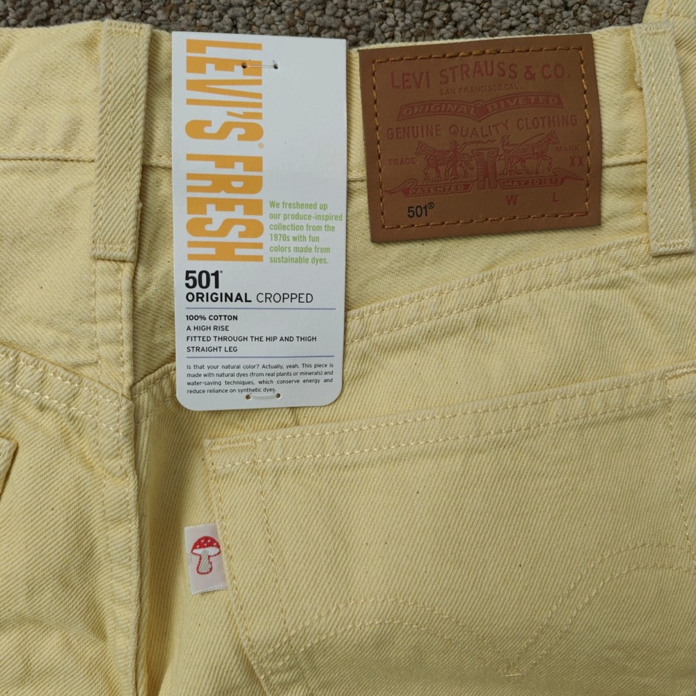 Levis Fresh 501 Cropped Jeans Womens 25x26‎ Yellow High Rise Straight Leg - Picture 7 of 13